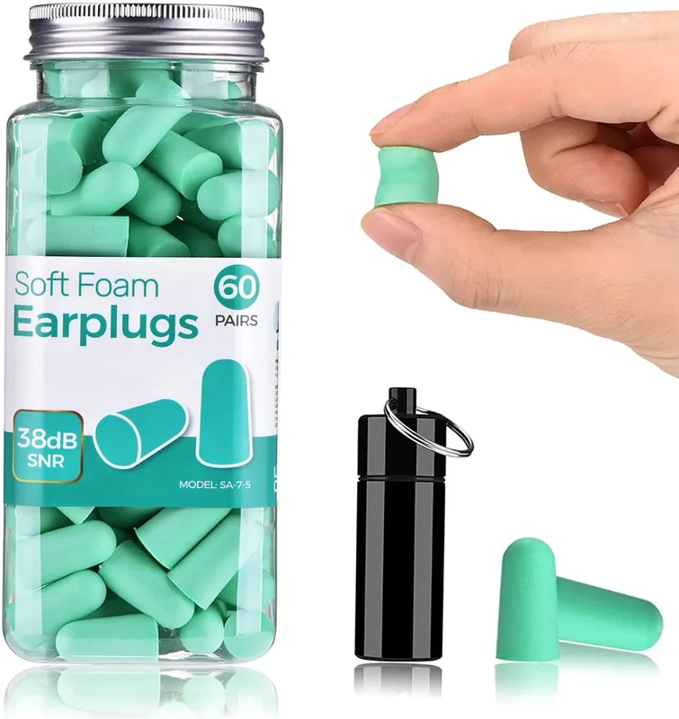 60 Pares Tapones para los Oídos de Espuma Ultrasuaves, Tapones para Dormir con C…