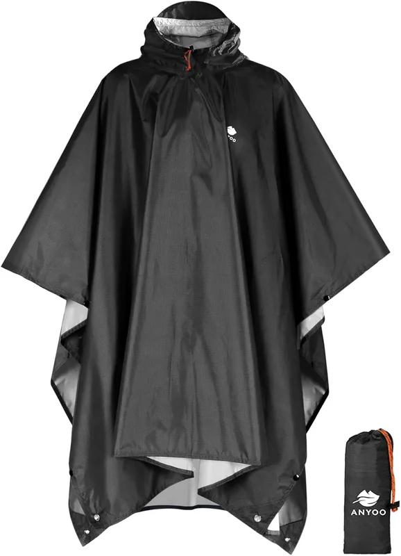 ANYOO Poncho de lluvia impermeable con mangas y bolsillo, ligero y reutilizable,…