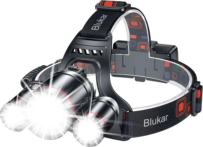 Blukar Linterna Frontal Led Recargable, 8000L Superbrillante Impermeable Lintern…