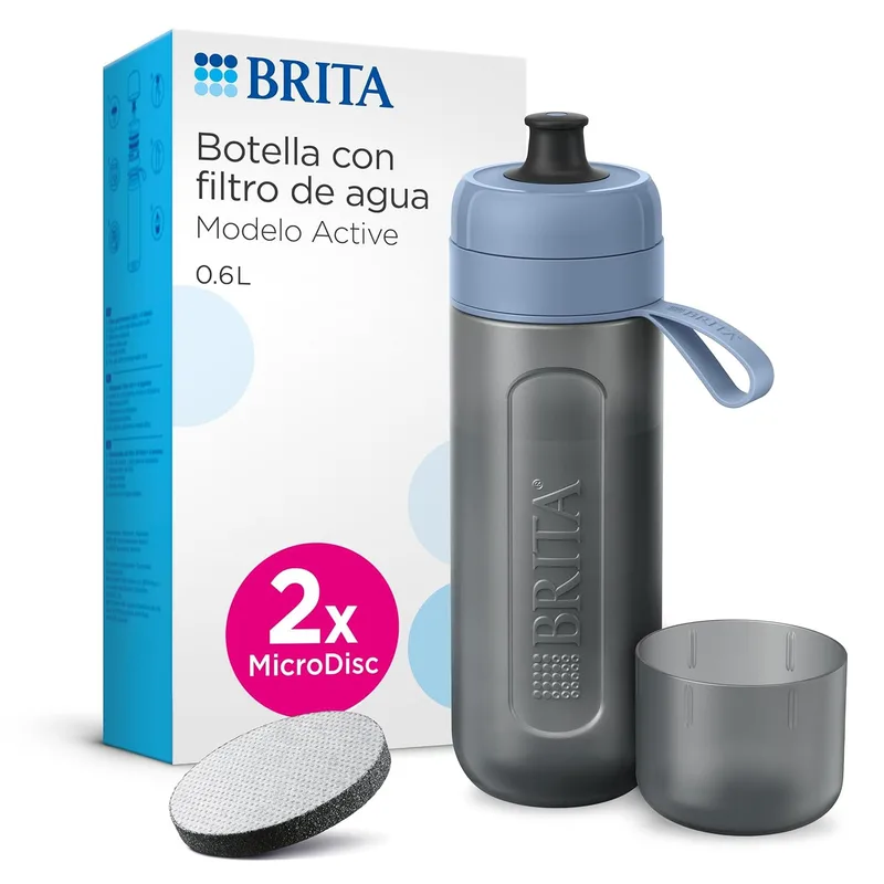 BRITA Botella deportiva Modelo ACTIVE Azul Oscuro (600ml) con 2 filtros MicroDis…
