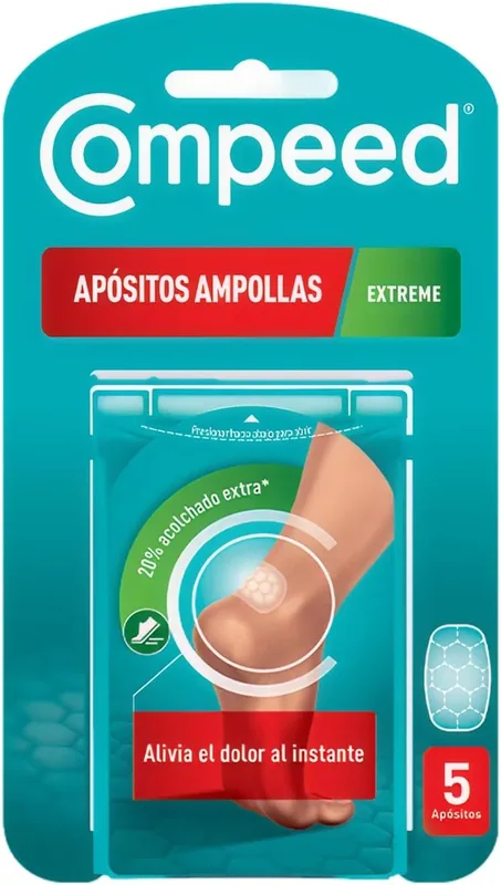 Compeed Ampollas Extreme Medianas, Apósitos Hidrocoloides Pies, Pack 5 uds