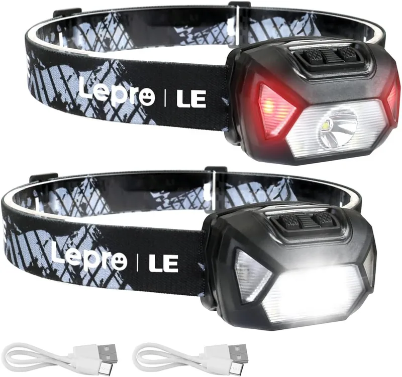 LEPRO Linterna Frontal LED Recargable 2000lux (2 Pack), Linterna Cabeza USB Reca…