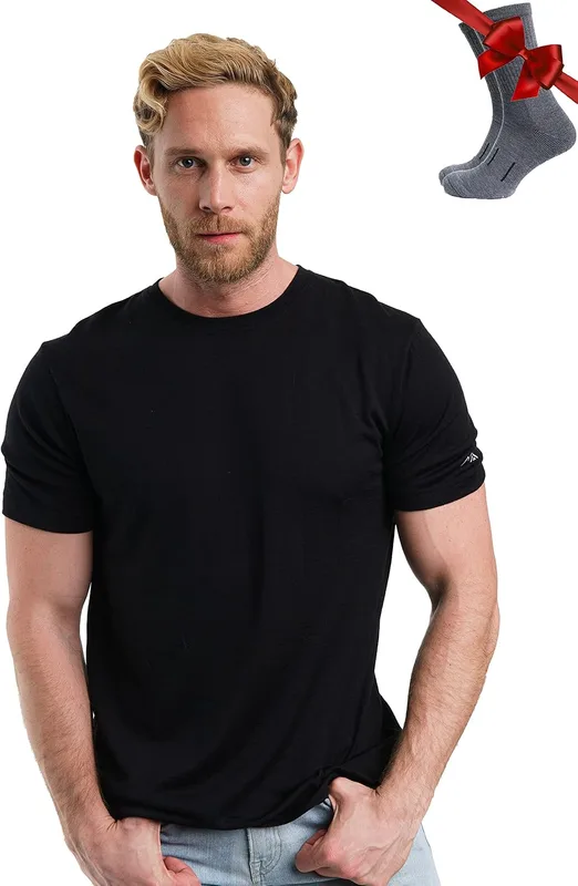 Merino.tech Camiseta Lana Merino Hombre - Camiseta Interior Hombre 100% de Lana…