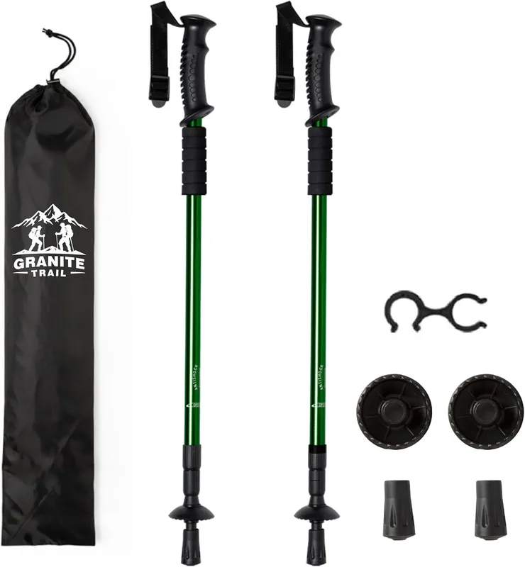 Set Bastones de Senderismo, Aluminio Ligero, Ajustables en Altura, Extensibles t…